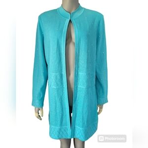 Ming Wang Mandarin Collar Longline Sweater Cardigan SzXL